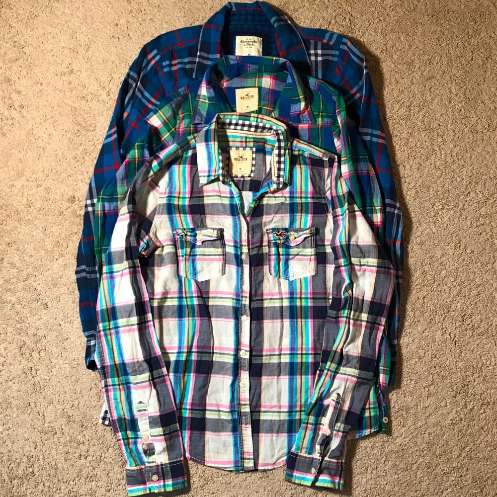 Lot of 3 Abercrombie and Hollister Flannels Size Med